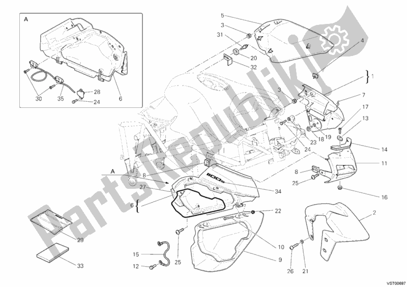 Todas as partes de Carenagem do Ducati Multistrada 1100 S USA 2007